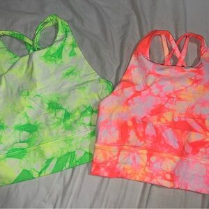 lululemon athletica Neon Green and Pink Sports Bras